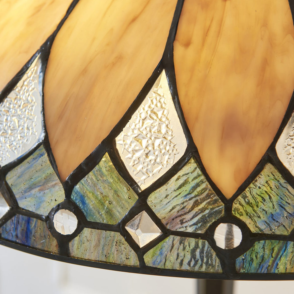Interiors 1900 Brooklyn Medium 2 Light Tiffany Table Lamp in Satin Black