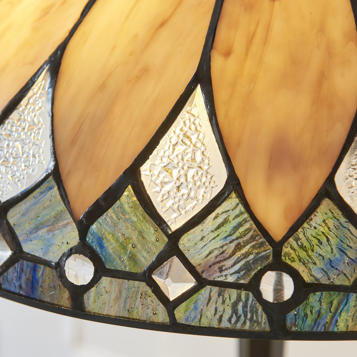 Interiors 1900 Brooklyn Medium 2 Light Tiffany Table Lamp in Satin Black
