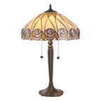 Interiors 1900 Hutchinson Large 2 Light Tiffany Table Lamp in Satin Black