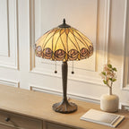 Interiors 1900 Hutchinson Large 2 Light Tiffany Table Lamp in Satin Black