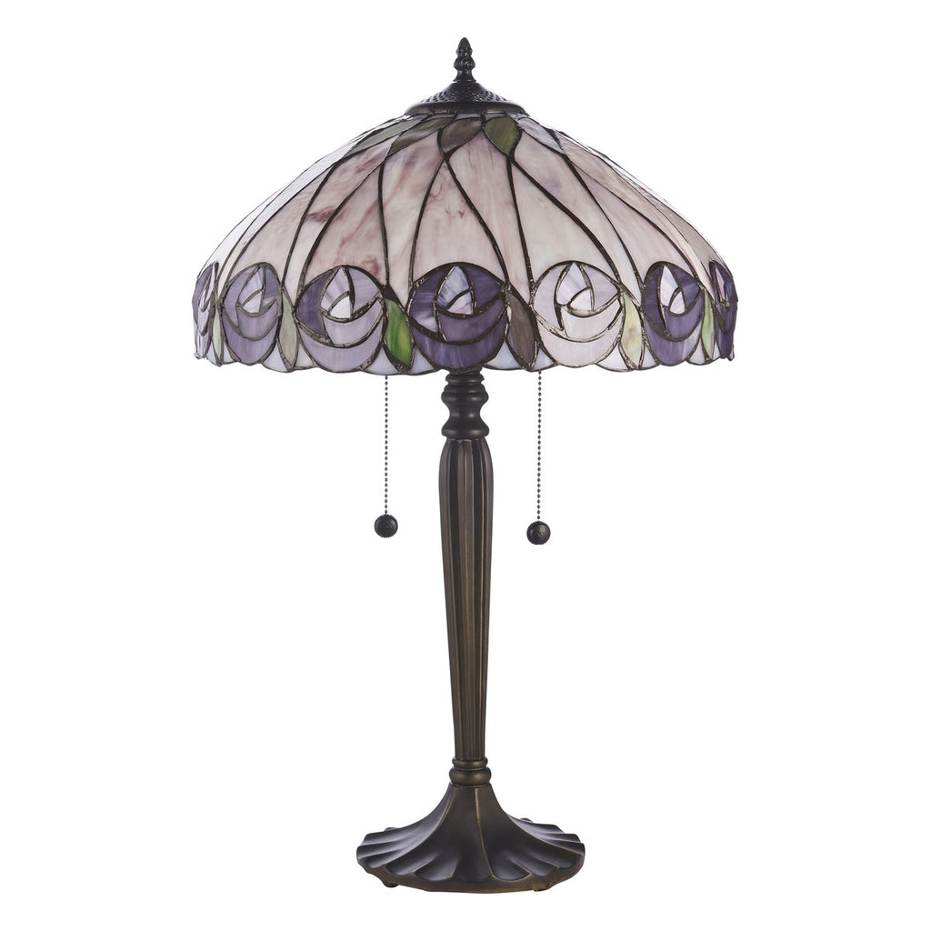 Interiors 1900 Hutchinson Large 2 Light Tiffany Table Lamp in Satin Black