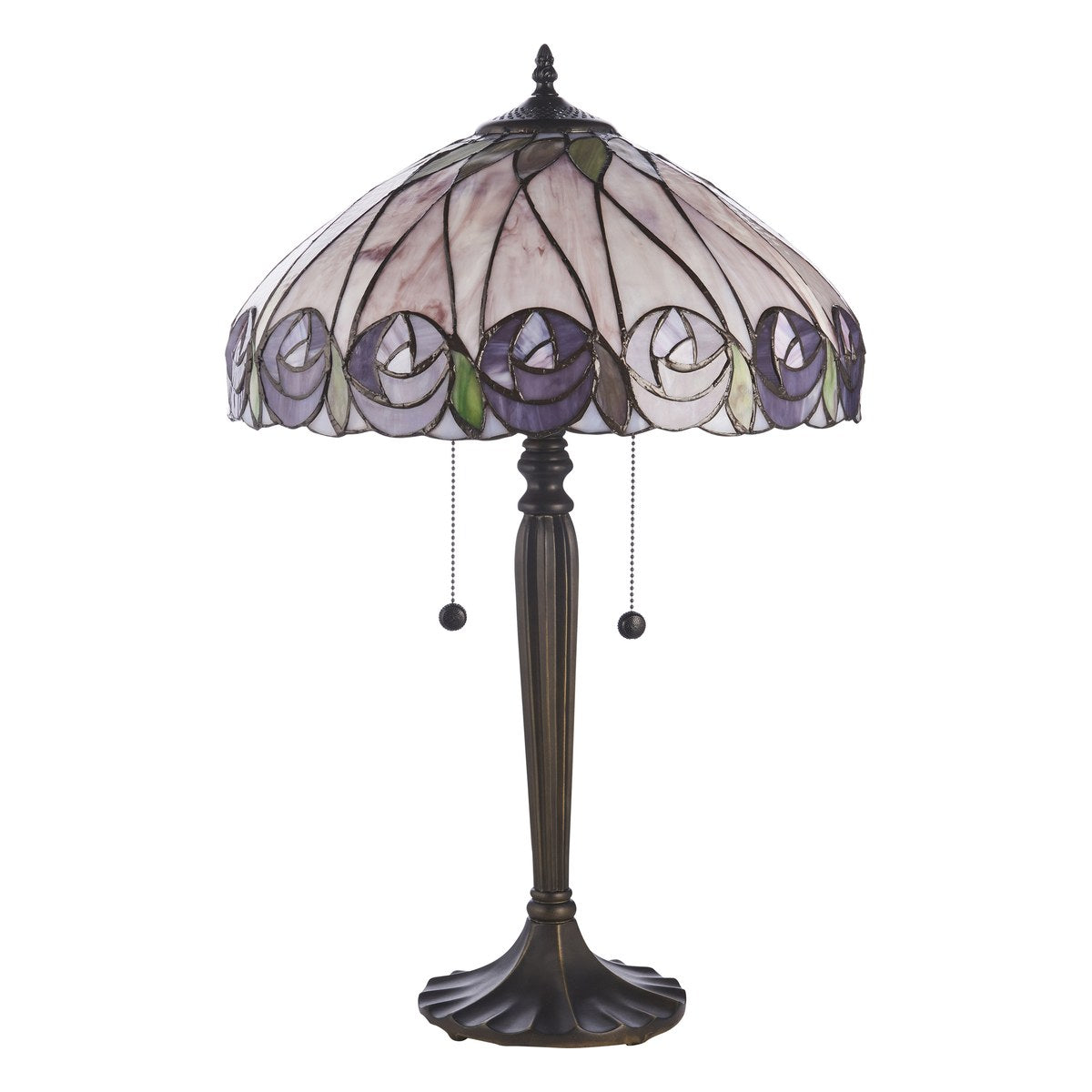 Interiors 1900 Hutchinson Large 2 Light Tiffany Table Lamp in Satin Black