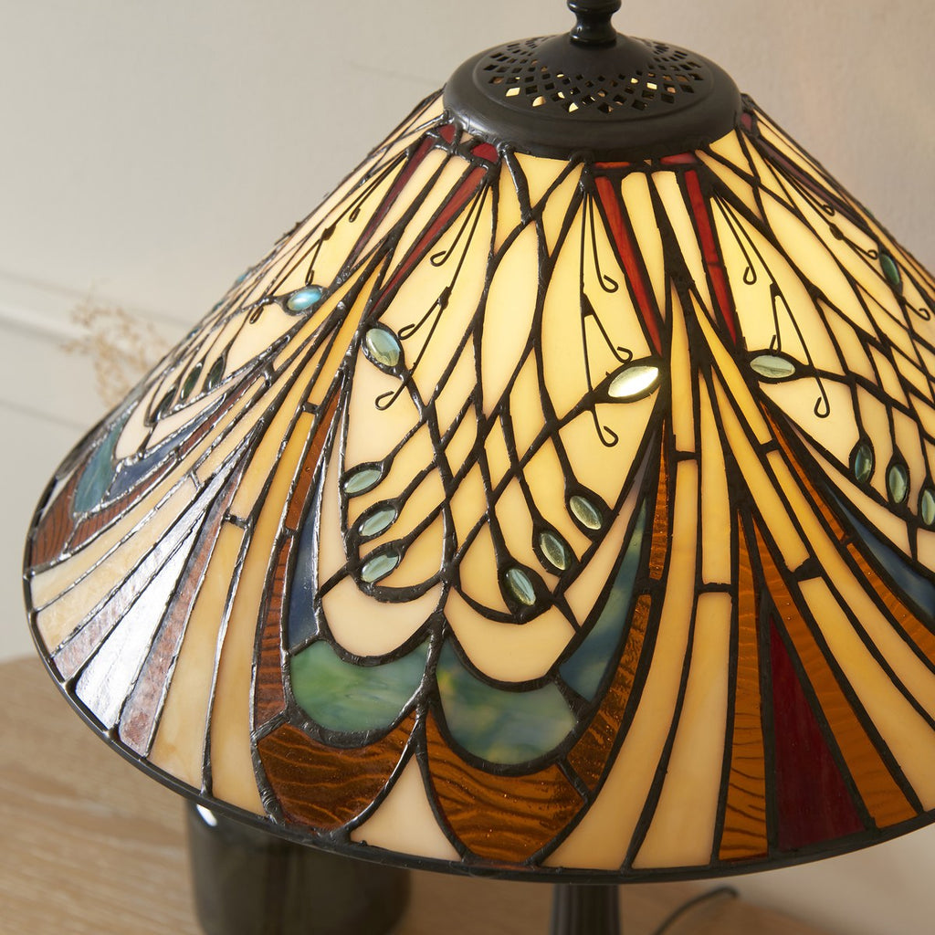 Interiors 1900 Hector Tiffany Table Lamp in Satin Black