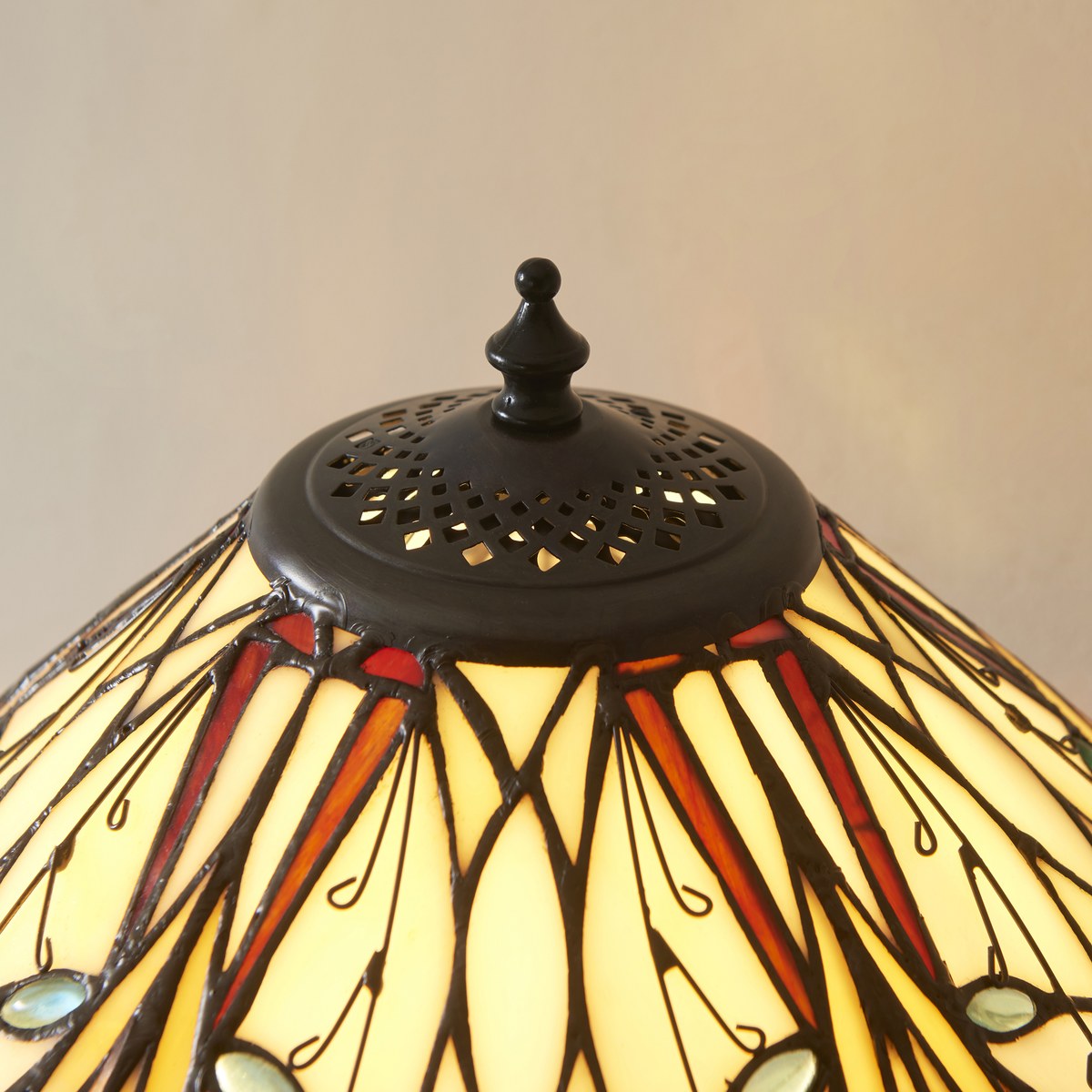 Interiors 1900 Hector Tiffany Table Lamp in Satin Black