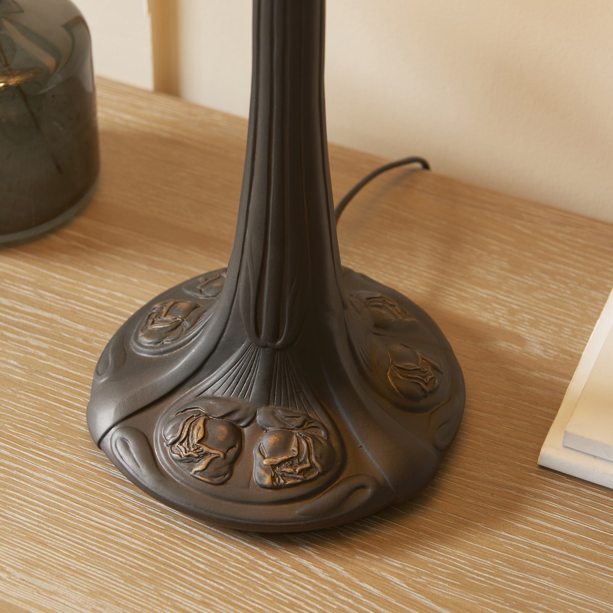 Interiors 1900 Hector Tiffany Table Lamp in Satin Black
