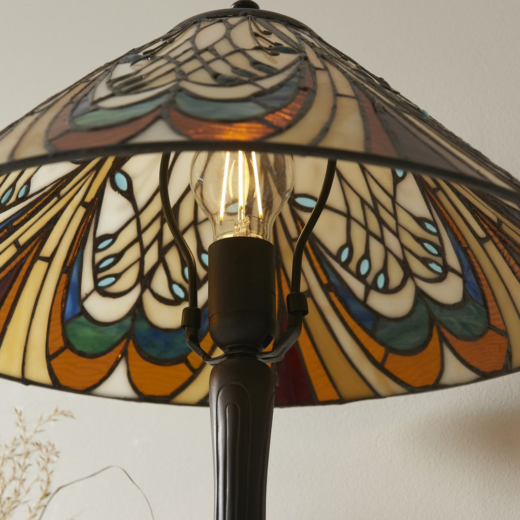 Interiors 1900 Hector Tiffany Table Lamp in Satin Black