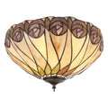 Interiors 1900 Hutchinson Medium 2 Light Tiffany Flush Ceiling Light in Satin Black