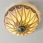Interiors 1900 Hutchinson Medium 2 Light Tiffany Flush Ceiling Light in Satin Black