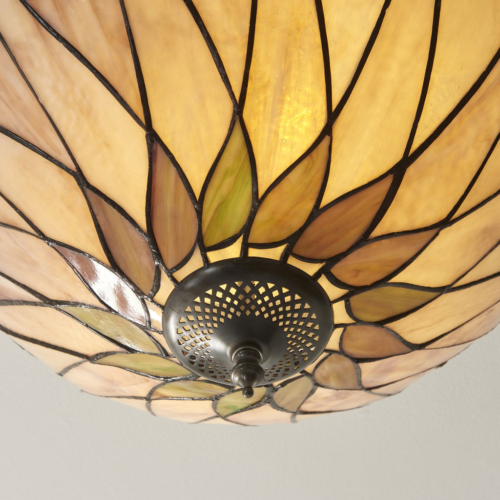 Interiors 1900 Hutchinson Medium 2 Light Tiffany Flush Ceiling Light in Satin Black