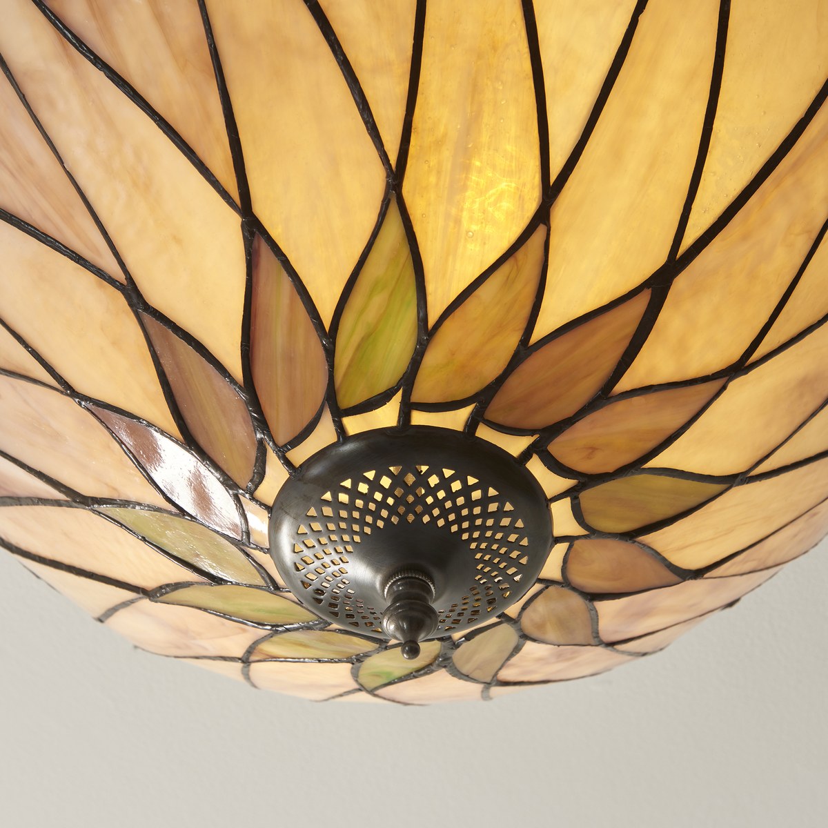 Interiors 1900 Hutchinson Medium 2 Light Tiffany Flush Ceiling Light in Satin Black