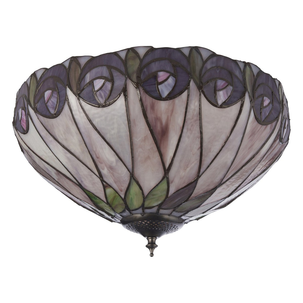 Interiors 1900 Hutchinson Medium 2 Light Tiffany Flush Ceiling Light in Satin Black