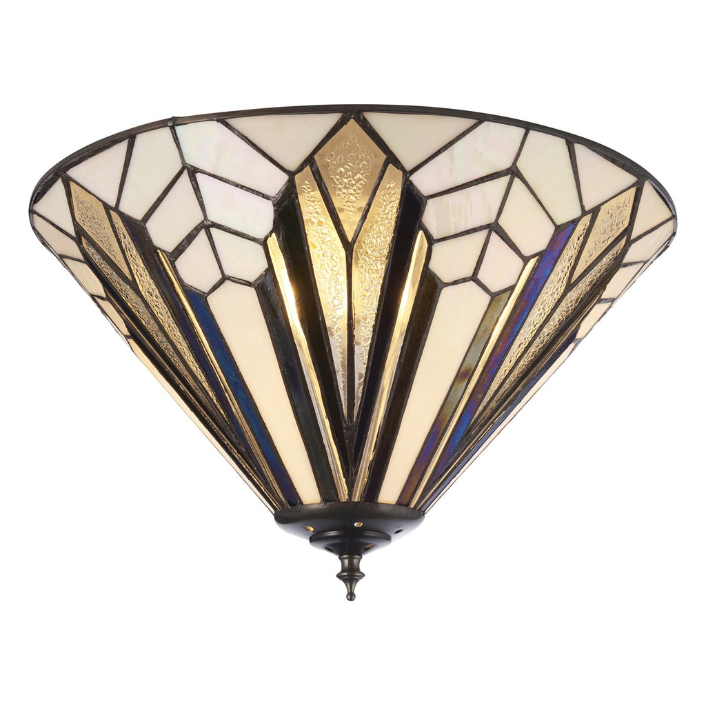 Interiors 1900 Astoria Medium 2 Light Tiffany Flush Ceiling Light in Satin Black
