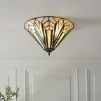 Interiors 1900 Astoria Medium 2 Light Tiffany Flush Ceiling Light in Satin Black