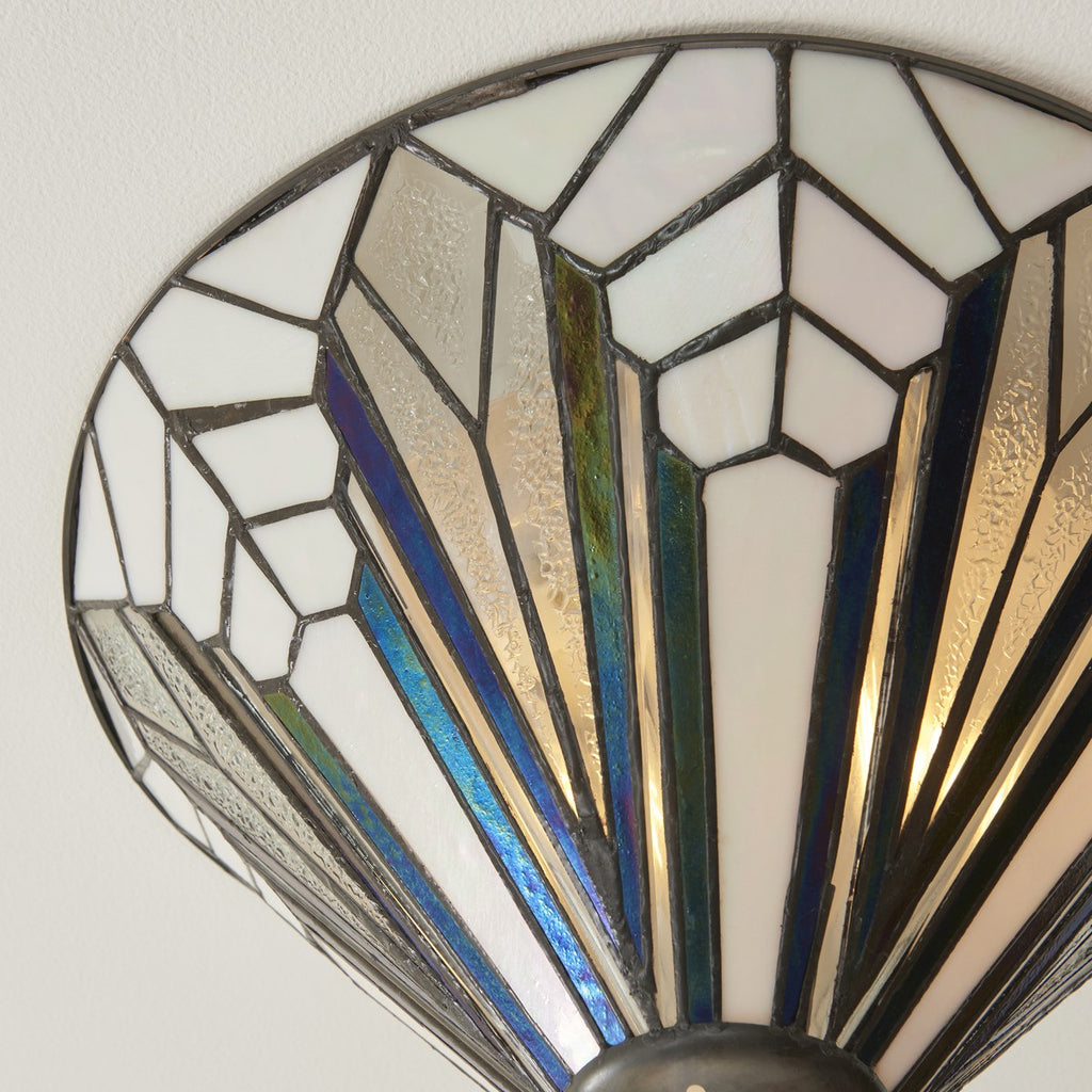 Interiors 1900 Astoria Medium 2 Light Tiffany Flush Ceiling Light in Satin Black