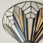 Interiors 1900 Astoria Medium 2 Light Tiffany Flush Ceiling Light in Satin Black