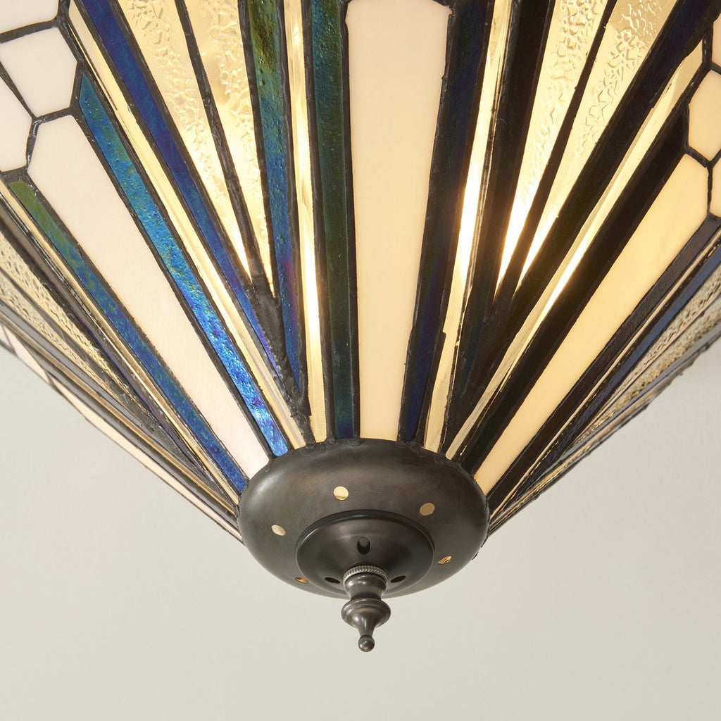 Interiors 1900 Astoria Medium 2 Light Tiffany Flush Ceiling Light in Satin Black