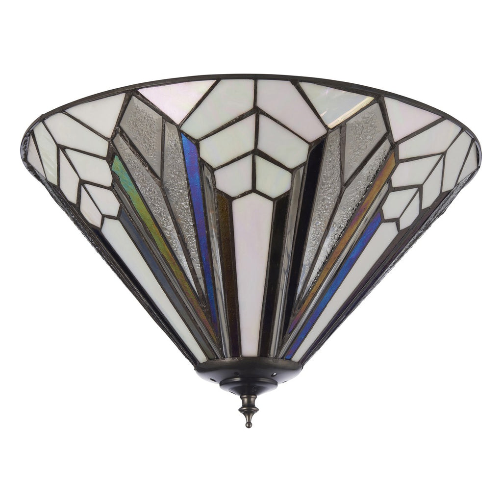 Interiors 1900 Astoria Medium 2 Light Tiffany Flush Ceiling Light in Satin Black