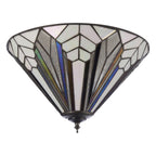 Interiors 1900 Astoria Medium 2 Light Tiffany Flush Ceiling Light in Satin Black