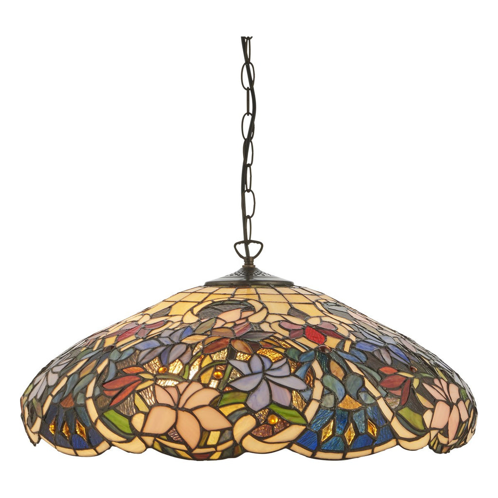 Interiors 1900 Sullivan Large 3 Light Tiffany Pendant Light in Satin Black