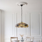 Interiors 1900 Sullivan Large 3 Light Tiffany Pendant Light in Satin Black