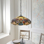 Interiors 1900 Sullivan Large 3 Light Tiffany Pendant Light in Satin Black