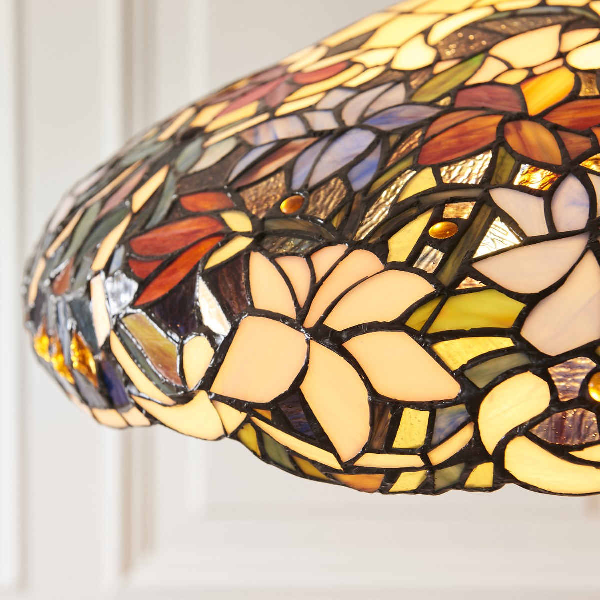Interiors 1900 Sullivan Large 3 Light Tiffany Pendant Light in Satin Black