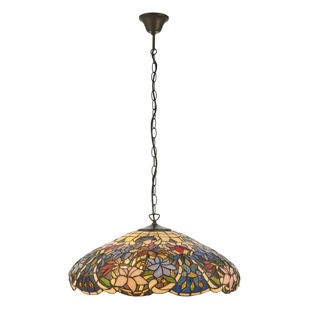 Interiors 1900 Sullivan Large 3 Light Tiffany Pendant Light in Satin Black