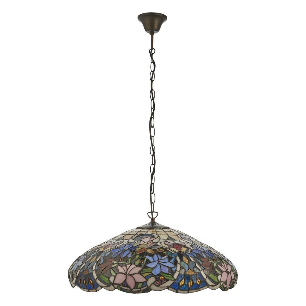 Interiors 1900 Sullivan Large 3 Light Tiffany Pendant Light in Satin Black