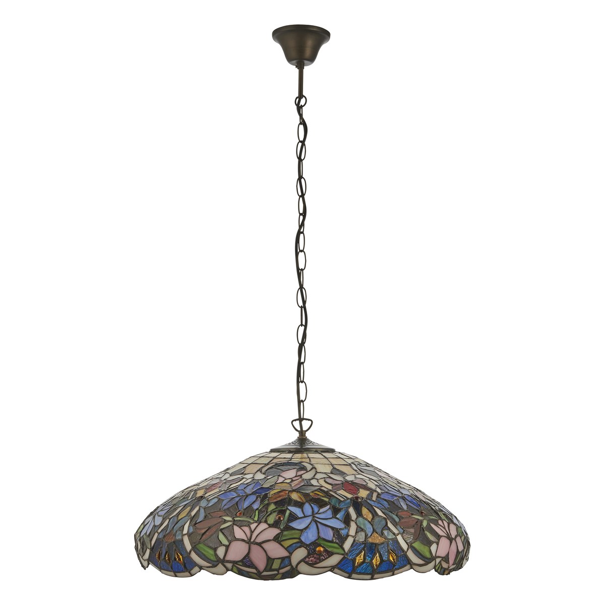 Interiors 1900 Sullivan Large 3 Light Tiffany Pendant Light in Satin Black