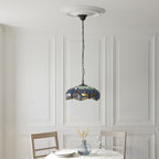 Interiors 1900 Dragonfly Medium Tiffany Pendant Light in Satin Black with Blue Glass