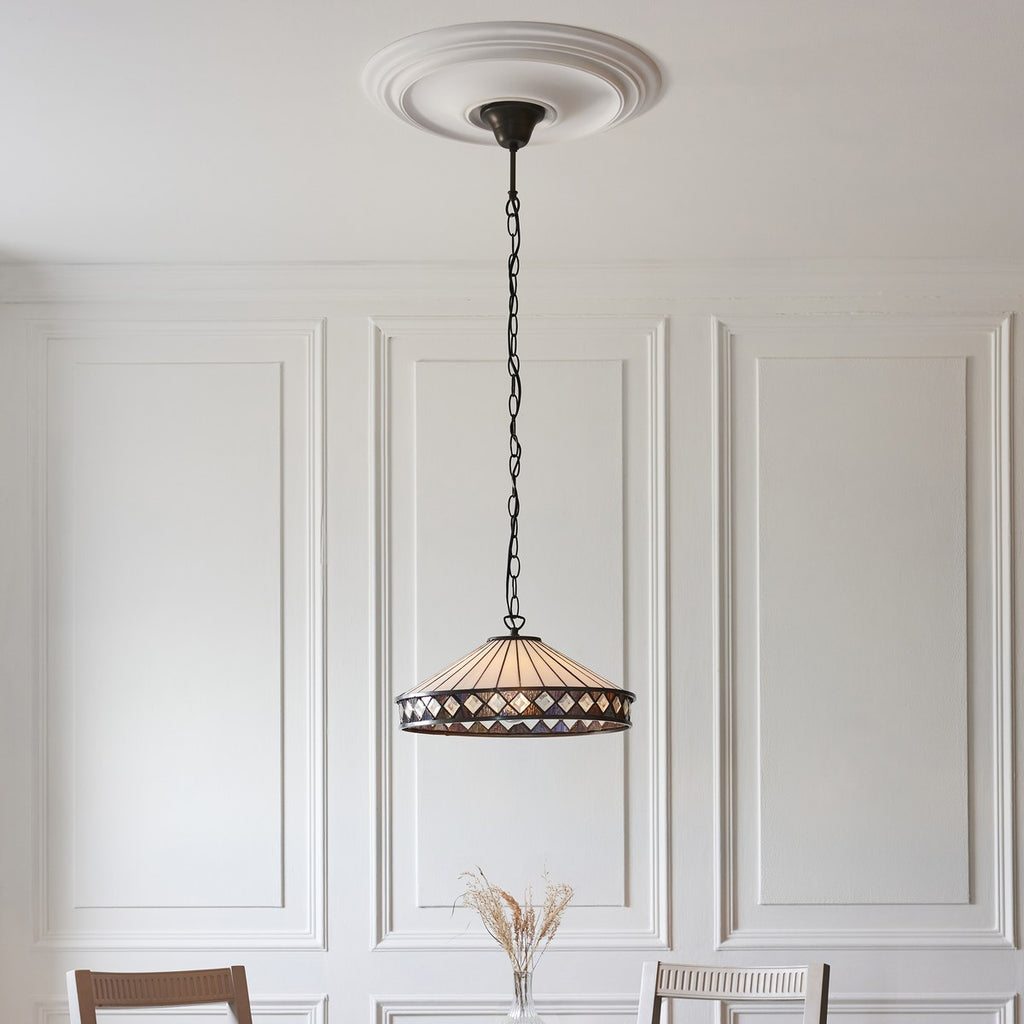 Interiors 1900 Fargo Medium Tiffany Pendant Light in Satin Black