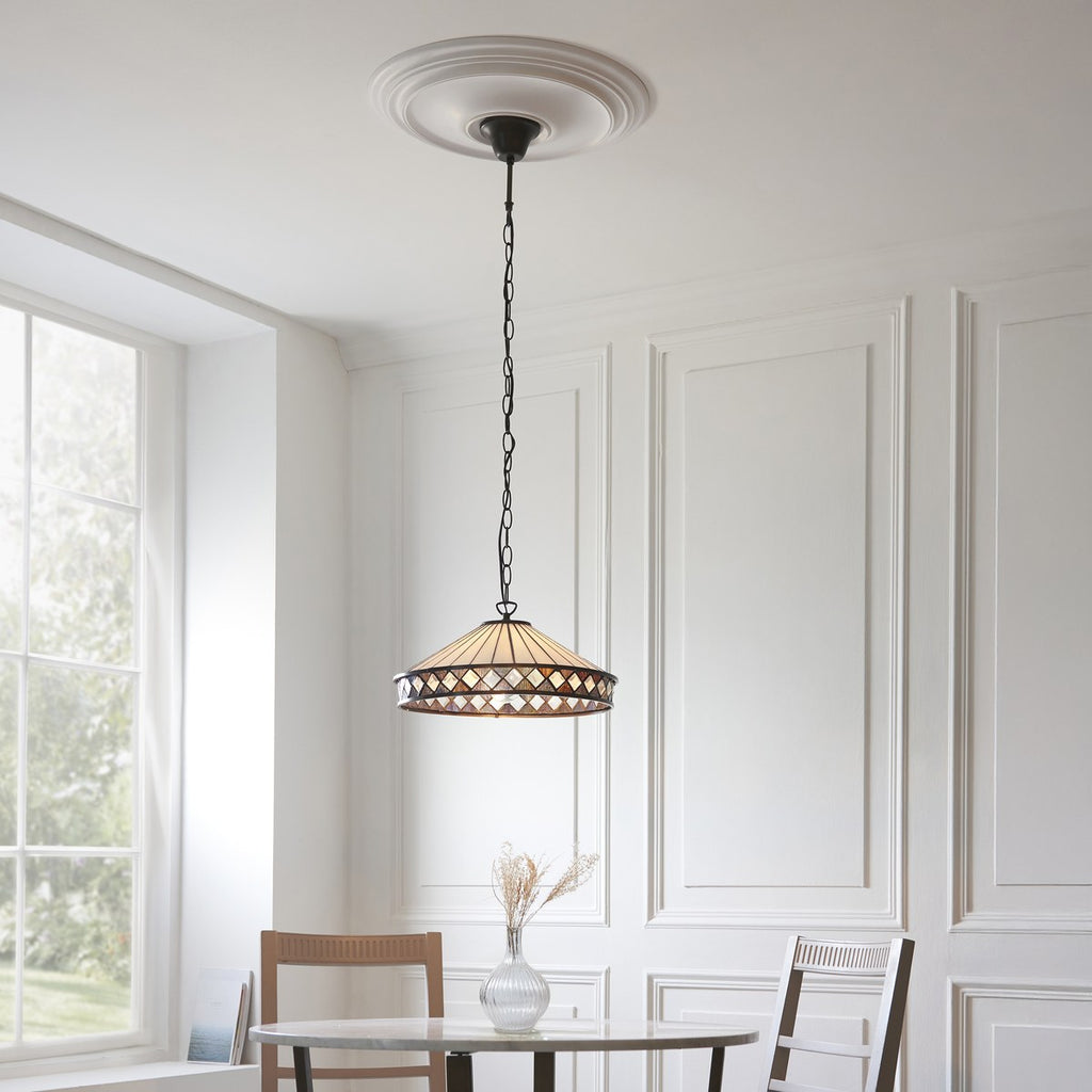Interiors 1900 Fargo Medium Tiffany Pendant Light in Satin Black