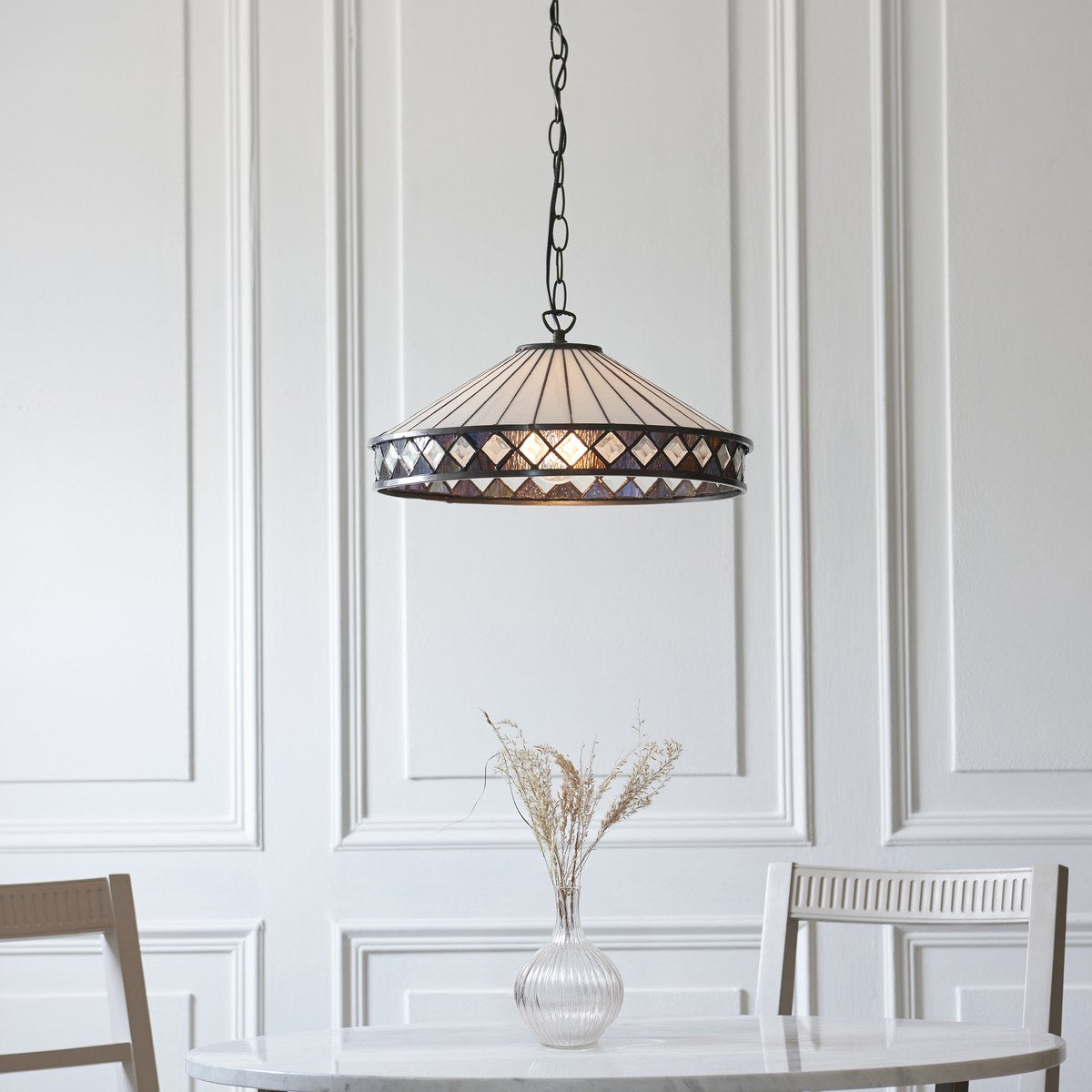 Interiors 1900 Fargo Medium Tiffany Pendant Light in Satin Black