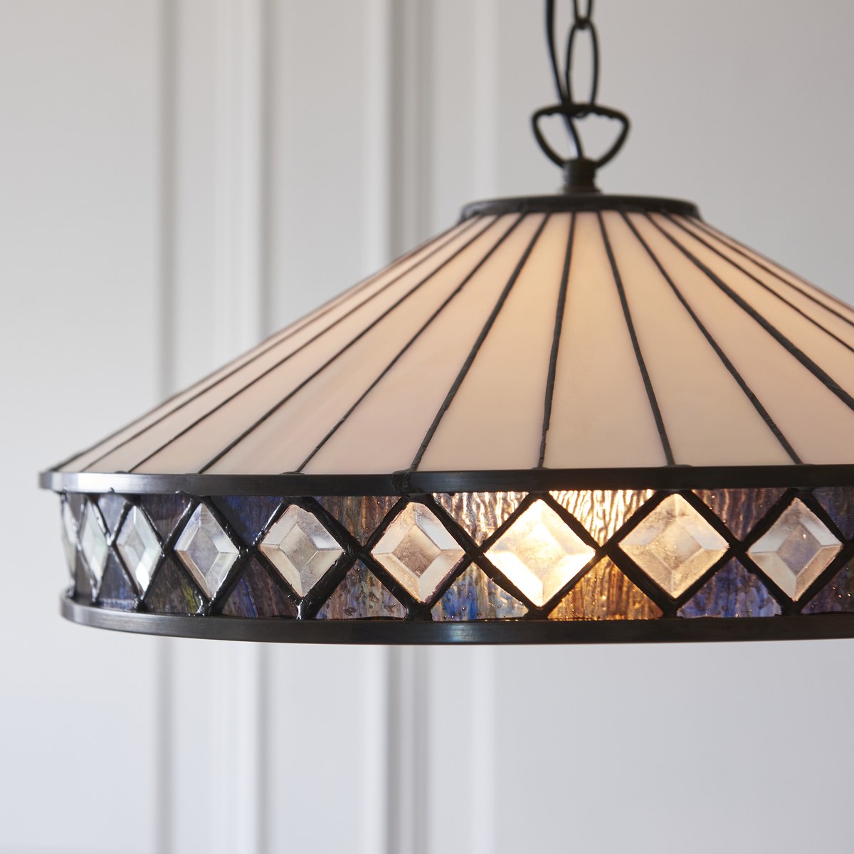 Interiors 1900 Fargo Medium Tiffany Pendant Light in Satin Black