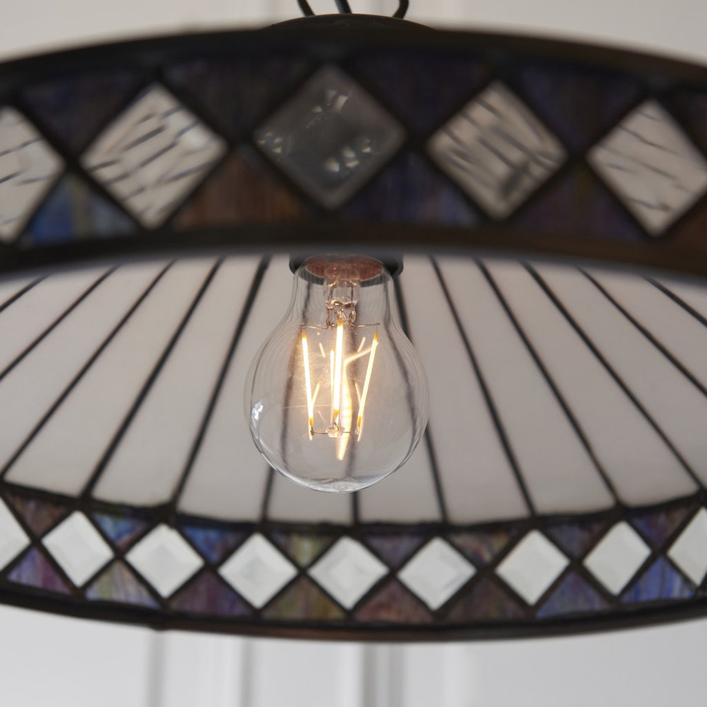 Interiors 1900 Fargo Medium Tiffany Pendant Light in Satin Black