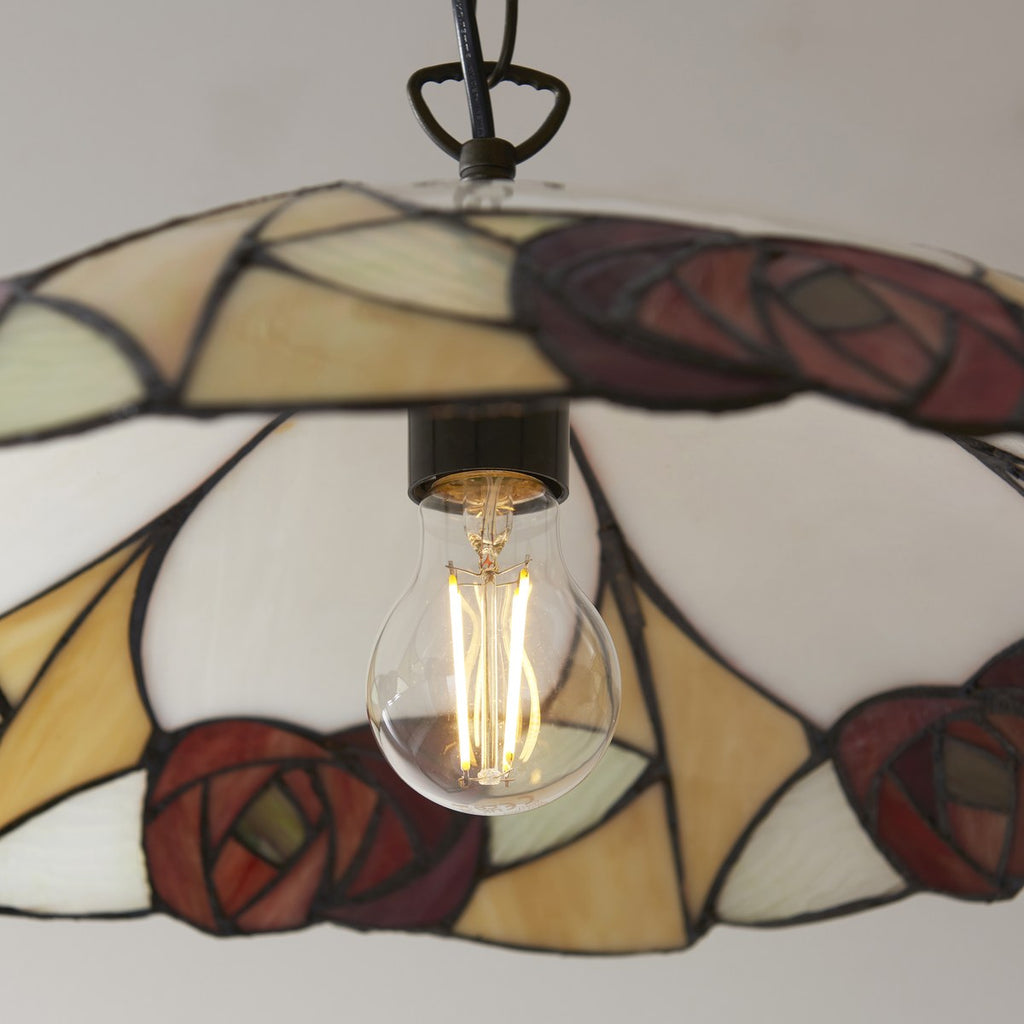 Interiors 1900 Ingram Large Tiffany Pendant Light in Satin Black