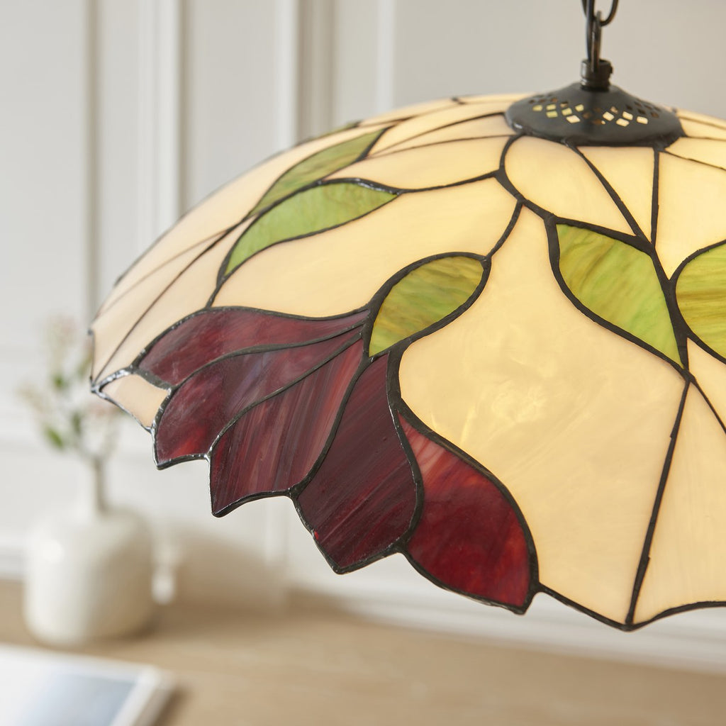 Interiors 1900 Botanica Large Tiffany Pendant Light in Satin Black