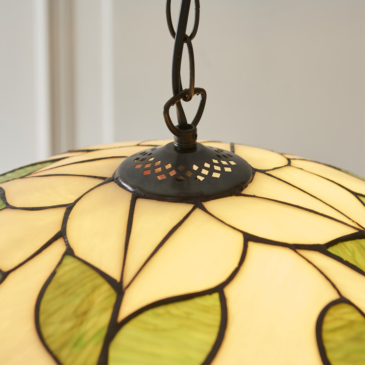 Interiors 1900 Botanica Large Tiffany Pendant Light in Satin Black