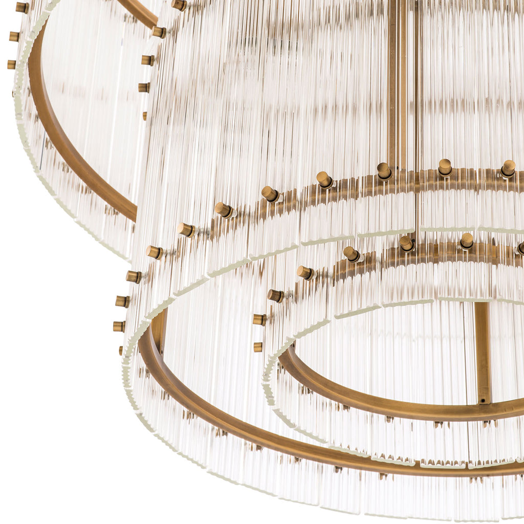 Eichholtz Ruby 16 Light Large Chandelier in Antique Brass with Ribbed Clear Glass