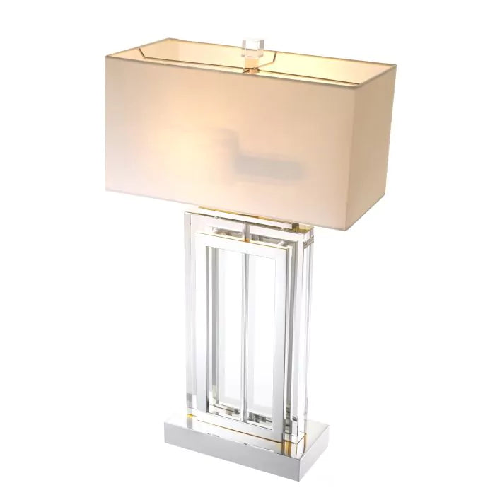 Eichholtz Arlington Table Lamp in Nickel with Crystal and White Shade