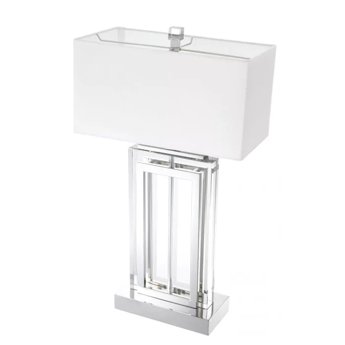 Eichholtz Arlington Table Lamp in Nickel with Crystal and White Shade