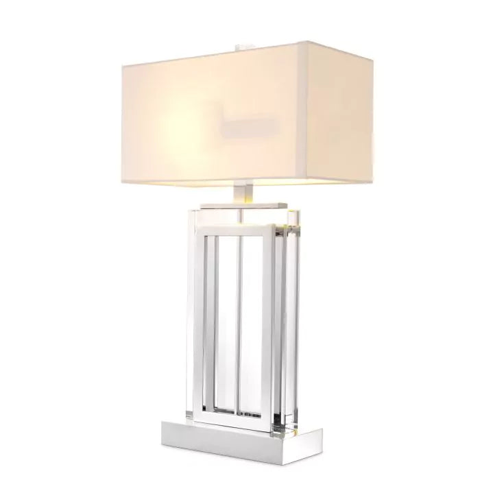 Eichholtz Arlington Table Lamp in Nickel with Crystal and White Shade