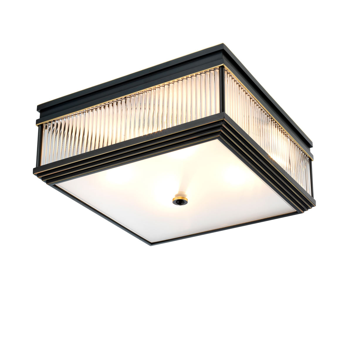 Eichholtz Marly 4 Light Flush Ceiling Light in Bronze with Glass Shade