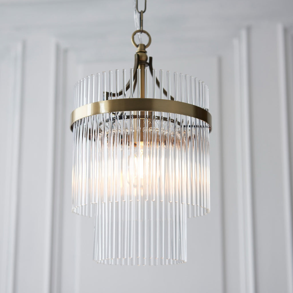 Marietta Pendant in Antique Brass with Clear Glass
