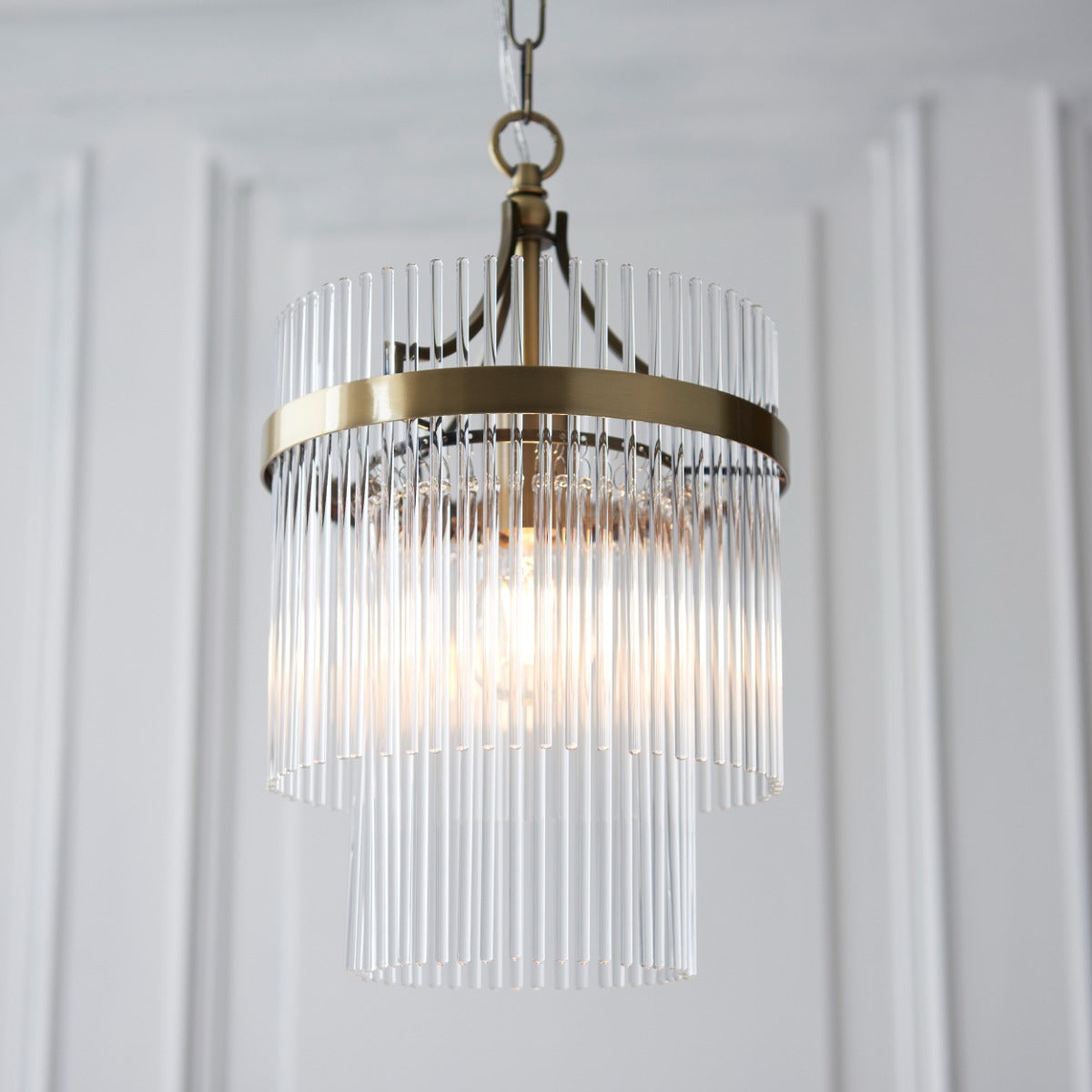 Marietta Pendant in Antique Brass with Clear Glass