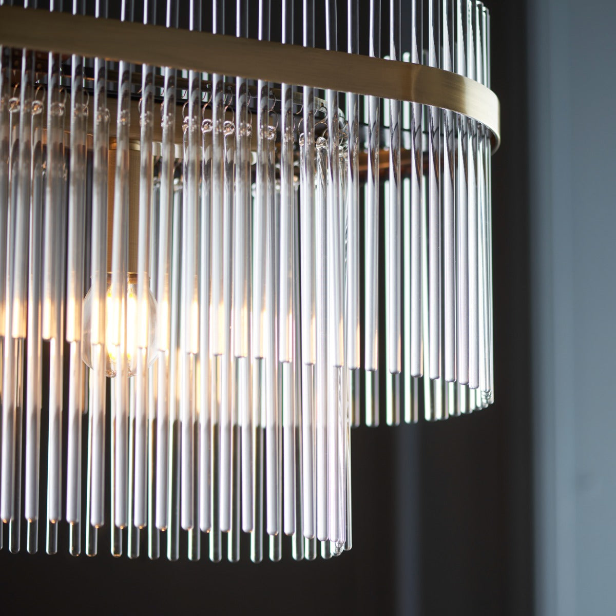Marietta 4 Light Linear Pendant in Antique Brass with Clear Glass 
