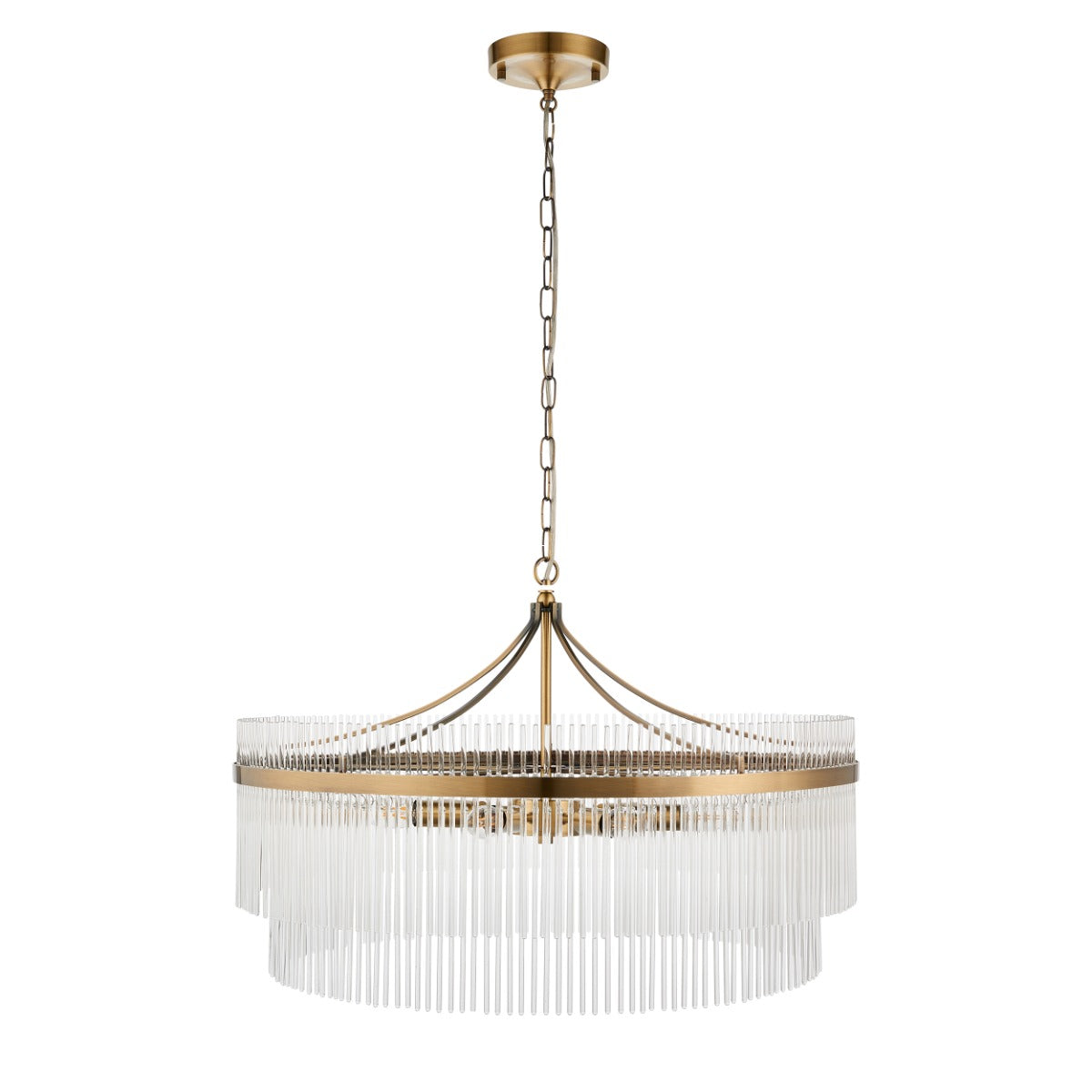 Marietta Grand 7 Light Pendant in Antique Brass with Clear Glass