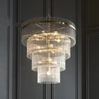 Endon Marietta 16 Light Tiered Pendant in Antique Brass with Clear Glass