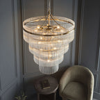 Endon Marietta 16 Light Tiered Pendant in Antique Brass with Clear Glass