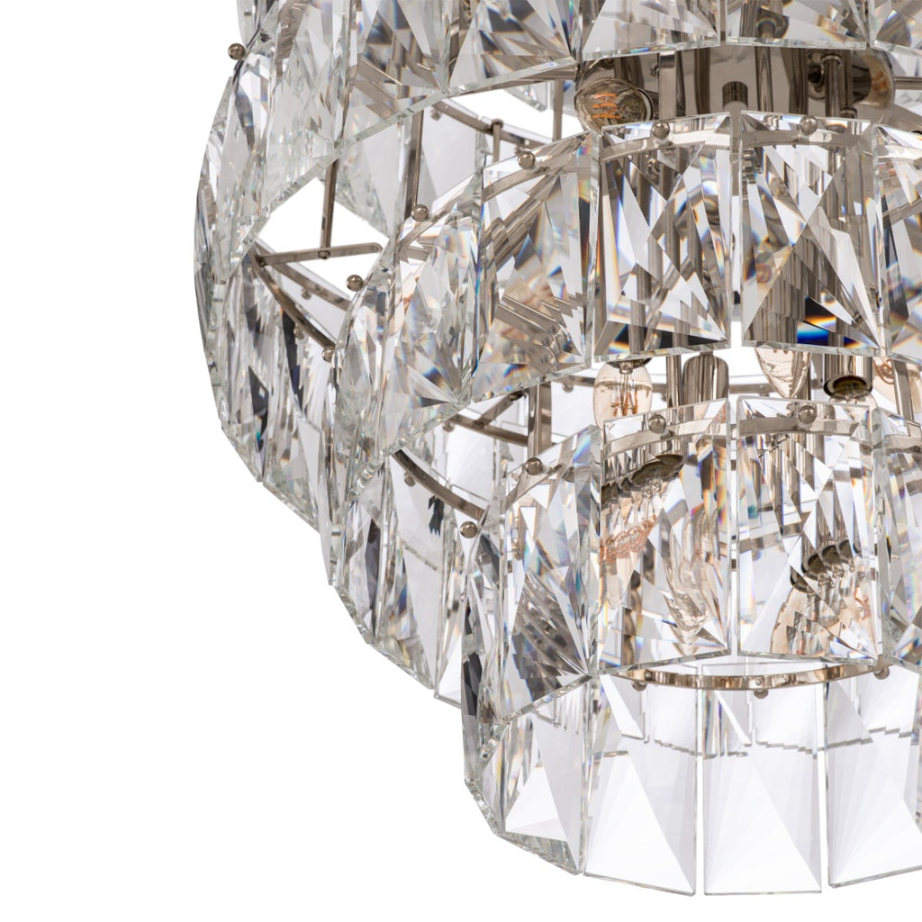 Eichholtz Amazone Large Crystal Chandelier in Nickel Finish with Glass